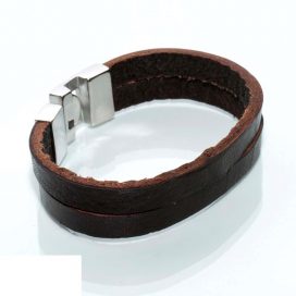 Wide leather bracelet