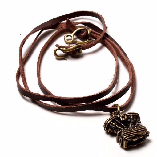 Bronze v-twin-engine necklace