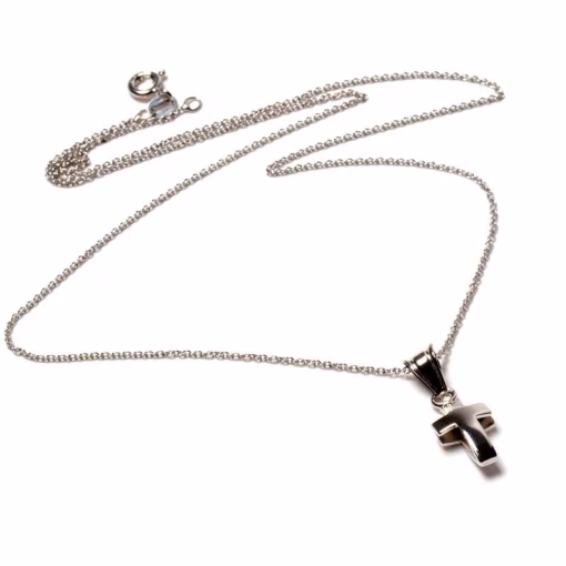 Silver cross pendant and chain - Image 2