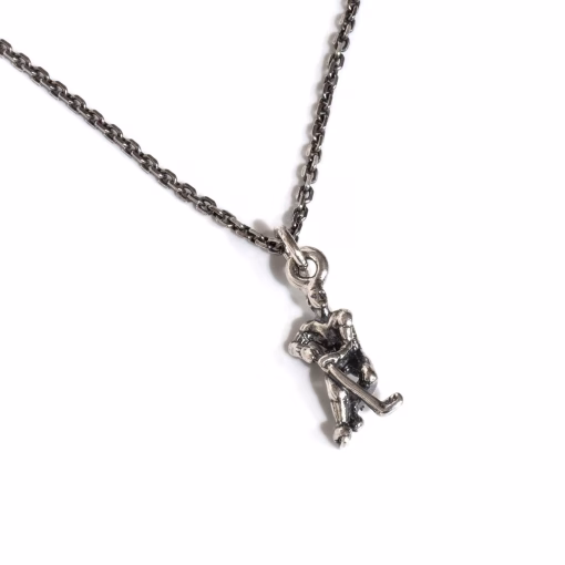 Silver Hockey Player Pendant