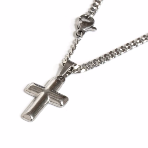 Steel cross pendant necklace