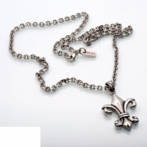 Steel lily plaque pendant